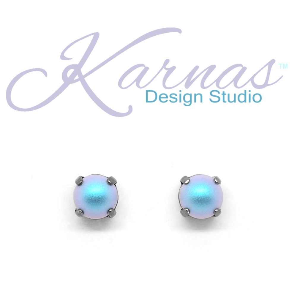 Magical Blue Pearl 8mm Studs Austrian Crystal